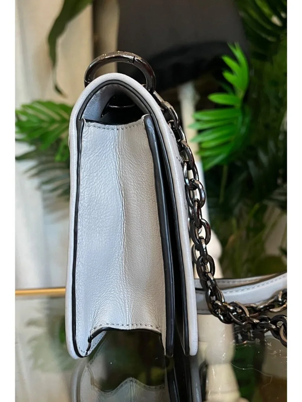 RARE!! Authentic Tory Burch Grey and Gun Metal Small Fleming Shoulder Bag